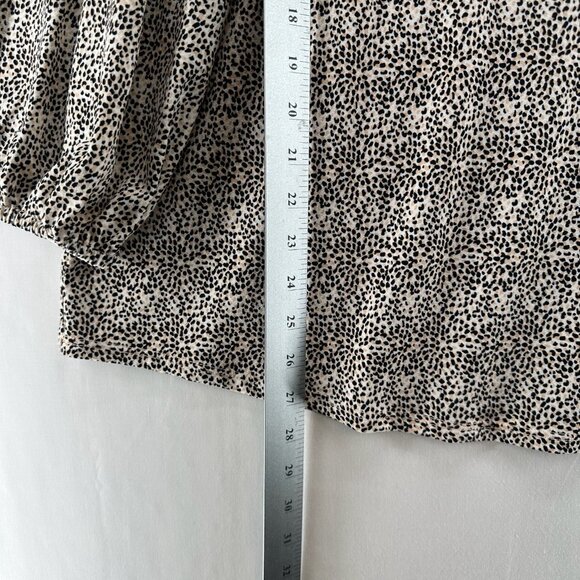 Adrianna Papell Blouse Size 2XL Animal Print Balloon Sleeve Back Keyhole Beige - Picture 11 of 11